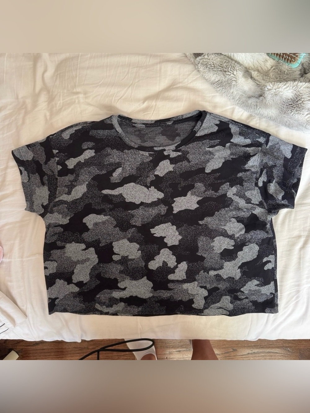 Lululemon Gray & Black Camouflage Crop Top